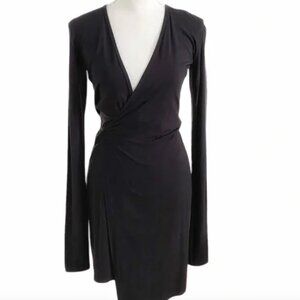 TRAVIS TADDEO BLACK JERSEY SUSAN SERIE TT WRAP DRESS - XS
